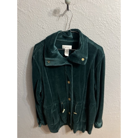 Draper'S & Damon'S Jackets & Blazers - Drapers and Damons Jacket Green Velour Button Jacket Size XL Womens